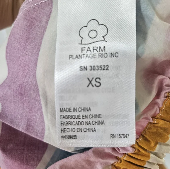 NWT FARM Rio 'Dancing Stripes' Puff Sleeve Crop Top, Size XS - Picture 13 of 16